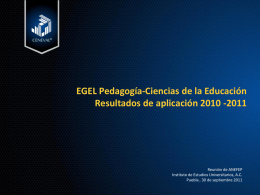 EGEL Pedagogía-Ciencias de la Educación. Resultados