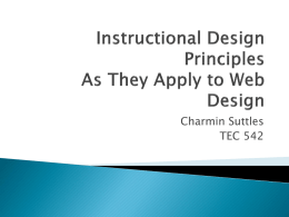Instructional Design Principles As They Apply to