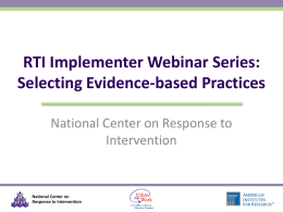 PowerPoint Slides - Center on Response to Intervention
