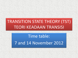 TRANSITION STATE THEORY (TST) TEORI KEADAAN TRANSISI