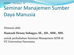 Handout No 10 Seminar MSDM
