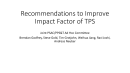 Recommendations to Improve Impact Factor of TPS