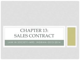 Chapter 13: Sales Contract - Mrs. Ingram`s Class Website