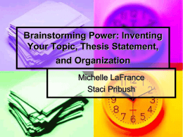 Brainstorming Power: Inventing Your Topic, Thesis