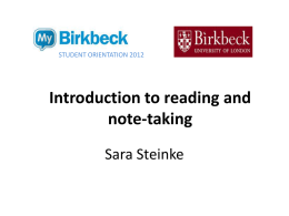 Introduction to reading and note