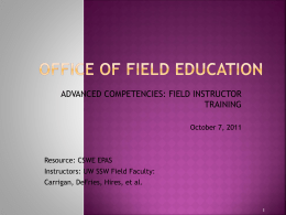 advanced competencies: field instructor training