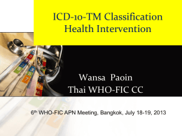 ICD-10-TM Classification Health Intervention, Dr. Wansa Paoin.