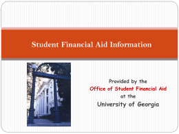University of Georgia Orientation to Financial Information