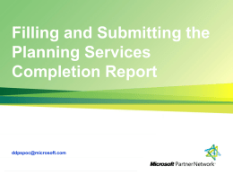 Planning Services Completion Report training