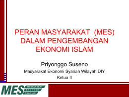 (MES) dalam Pengembangan Ekonomi Islam oleh Priyonggo Suseno