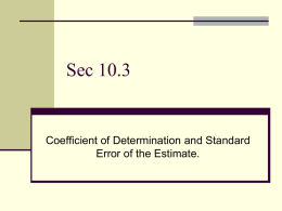 10.3 Coefficient of Determination and Standard Error of