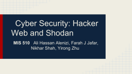 Cyber Security: Hacker Web and Shodan