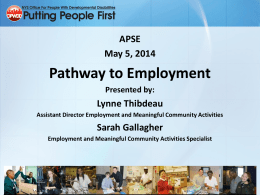 APSE Conference 2014 Presentation Pathway