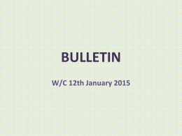 Bulletin 12th January
