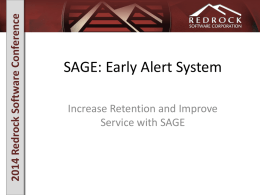 SAGE: Early Alert System - RedRock Software Corporation