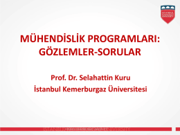 Prof. Dr. Selahattin KURU, İstanbul Kemerburgaz Üniversitesi