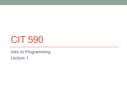 Lecture 1