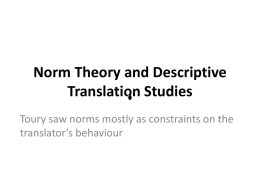 Norm Theory and Descriptive Translation Studies