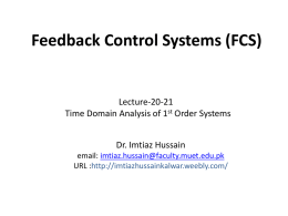 Lecture-20-21: Time Domain Analysis of 1st