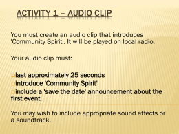 Activity 1 * Audio Clip - GCSE ICT