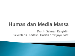 Kehumasan dan Media Massa oleh Drs. H Salman Rasyidin