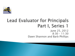 Lead Evaluator for Principals Presentation