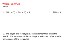 WORD PROBLEMS: Solving Equations