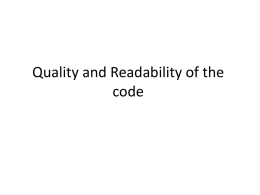 Quality and readability of the code - Let`s E