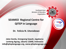 SEAMEO QITEP in Language: Felicia N. Utorodewo