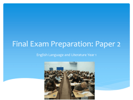 Final Exam Preparation: Paper 2