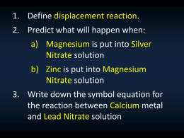 Displacement Reaction between Magnesium and Copper Sulfate