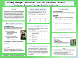 Providing Meaningful Occupation for Older Adults with Physical
