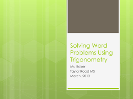 Solving Word Problems Using Trigonometry Presentation