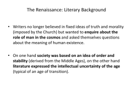 The Renaissance: Literary Background