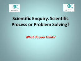 Scientific Enquiry, Scientific Method or Problem