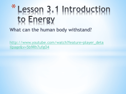 Lesson 3.1 Introduction to Energy