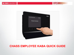 CHASS Employee KABA Quick Guide