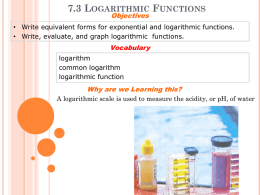7.3 Logarithmic Functions - ASB Bangna