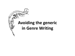 Avoiding the generic in Genre Writing