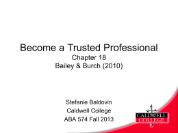 Chap 18 Becoming a Trusted Professional - Stefanie