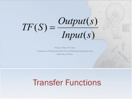 Lecture 16 - Transfer Functions