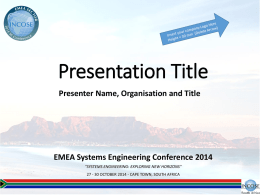 Presentation Template - EMEA Systems Engineering Conference