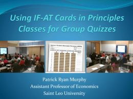 Using Immediate Feedback Assessment Technique Cards in the