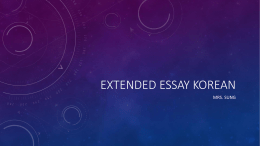 Extended Essay Korean