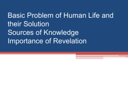 Basic Problem of Human Life and their Solution Sources of