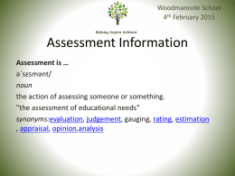 Assessment Evening Presentation – 4th February 2015