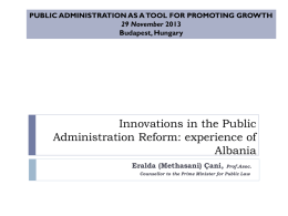 Innovations in the Public Administration Reform: Experience of Albania