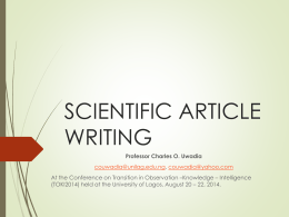 SCIENTIFIC ARTICLE WRITING - ISKO
