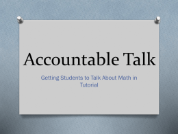 Accountable Talk Coordinator PD 10.10
