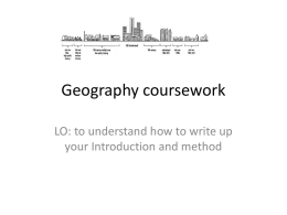 Geography coursework intor and method